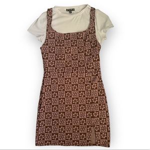 Boutique Retro Hawaiian Floral Dress with Side Slit and White Under Shirt NWOT